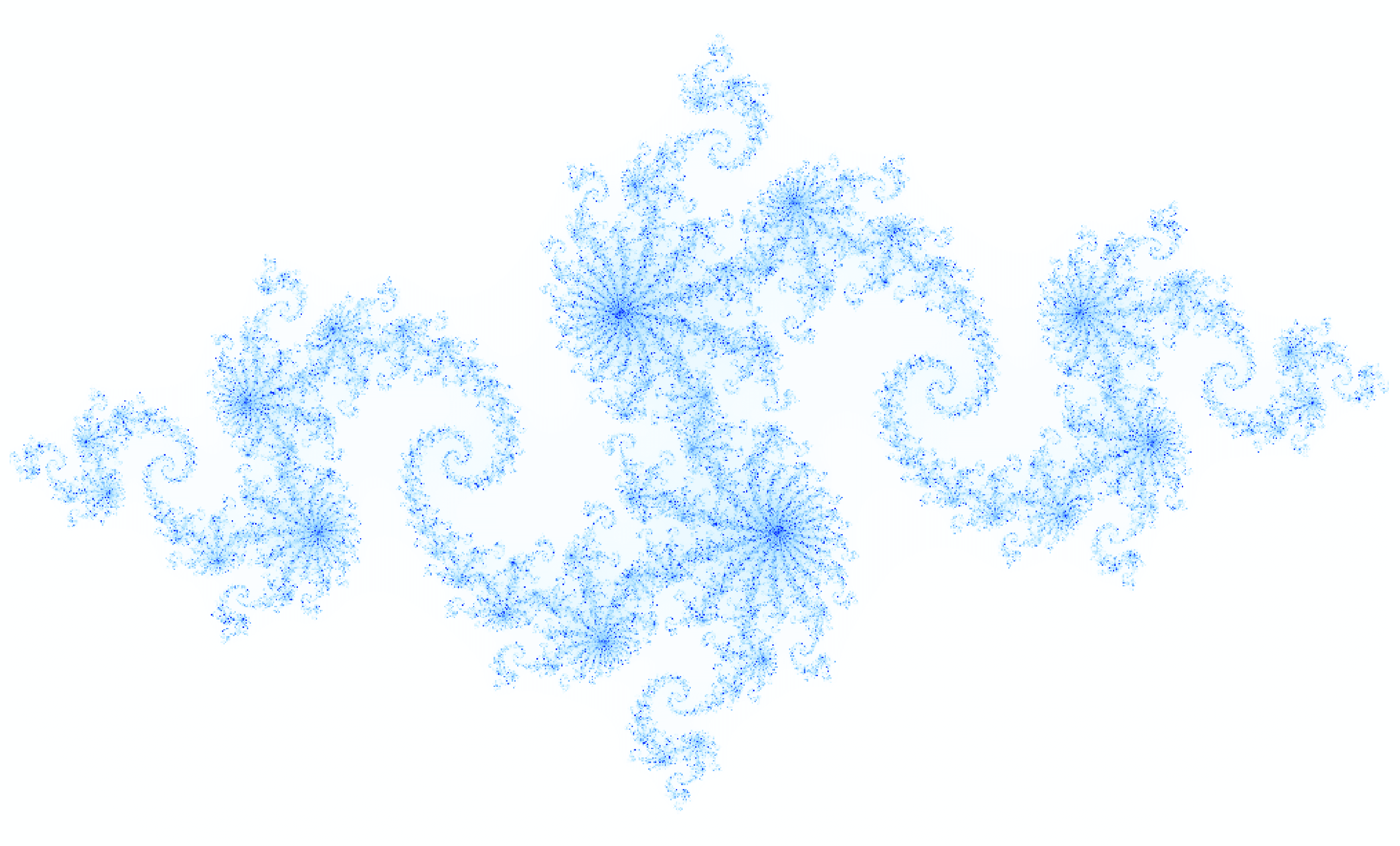 Blue spirals of the Julia set for c = -0.8 + 0.156i on a white background
